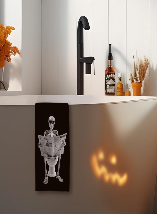 KIDEAR Funny Halloween Skeleton Hand Towel for Bathroom,1 PCS Cute Skull Home Decor for Goth Kitchen Halloween Birthday Gifts,Gifts for Women and Skull Housewarming - D02 - Image 4